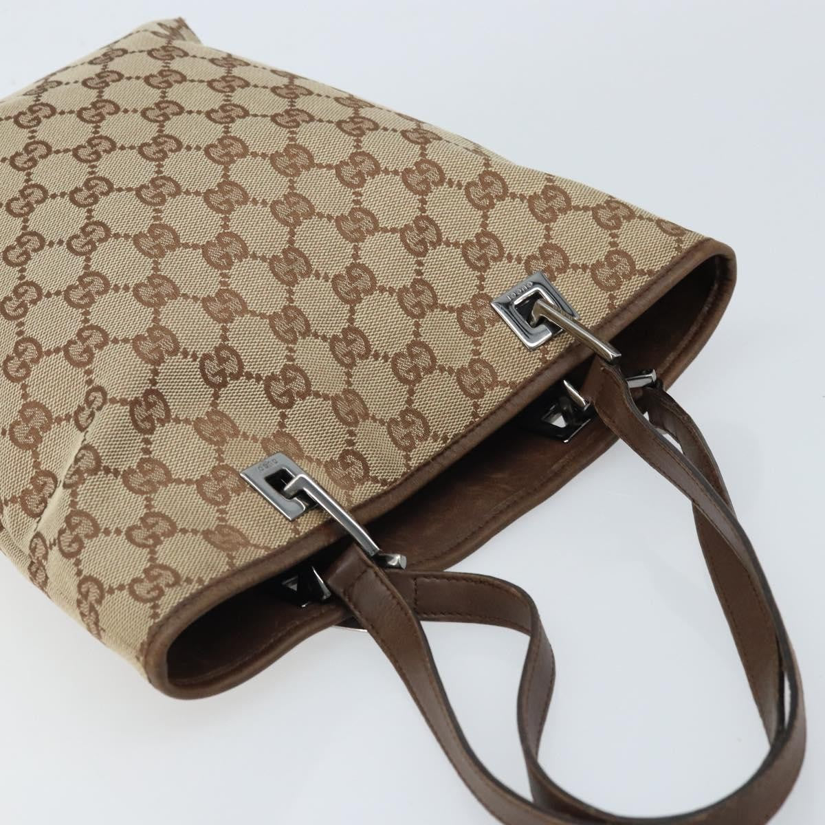 Gucci GUCCI GG Canvas Tote Bag Beige Silver 31244 Authentic LNZ092