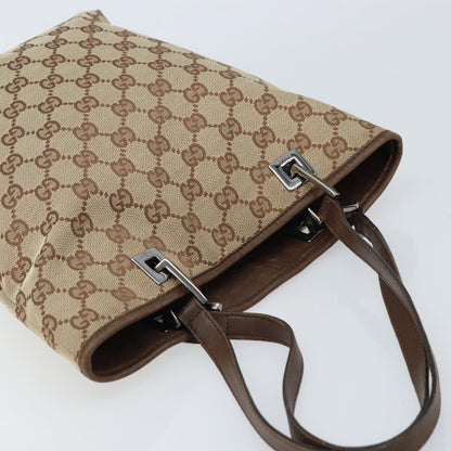 Gucci GUCCI GG Canvas Tote Bag Beige Silver 31244 Authentic LNZ092