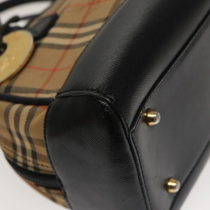 Burberry BURBERRY Nova Check Tote Bag Canvas Leather Beige Black Authentic 100692