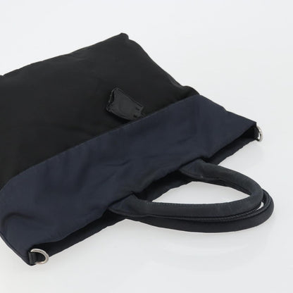 Prada PRADA Hand Bag Nylon Black Silver Authentic 175740