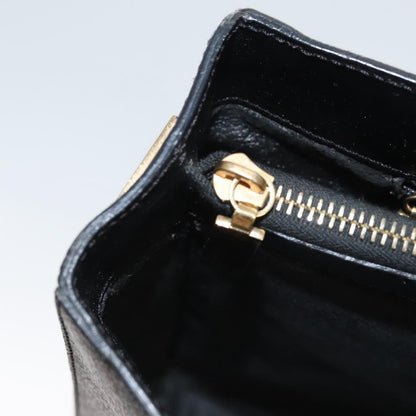 Celine CELINE Macadam Canvas Hand Bag PVC Leather 2way Black Gold Authentic 120130