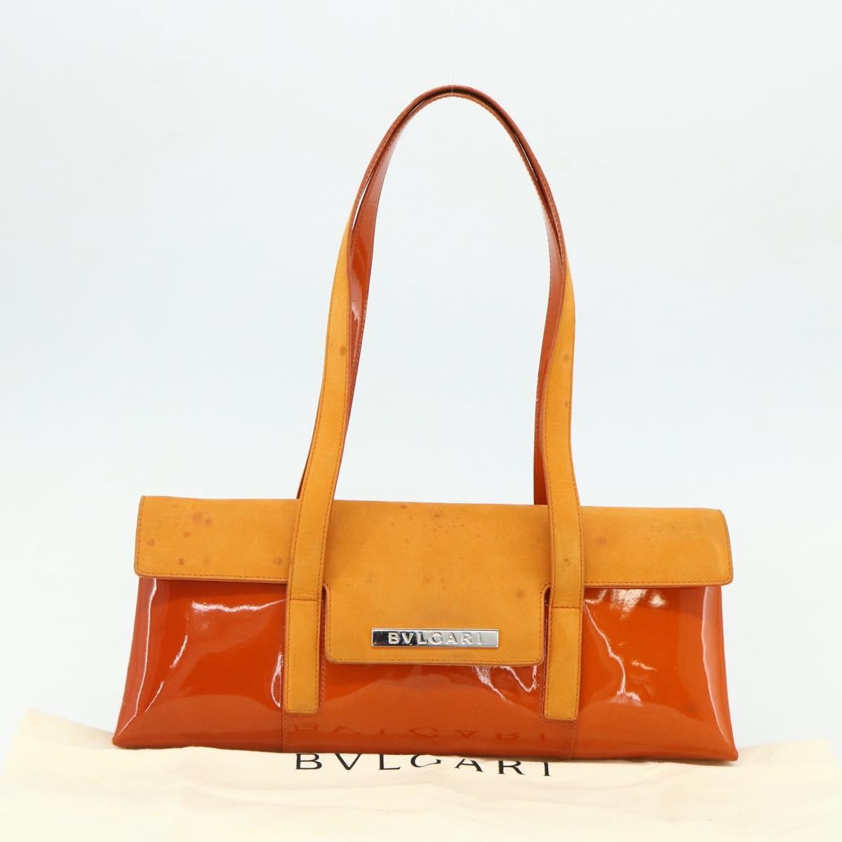 Bvlgari BVLGARI Shoulder Bag Patent leather Orange Silver Authentic BA12153A