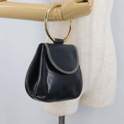 Loewe LOEWE Hand Bag Leather Navy Gold Authentic BA11340
