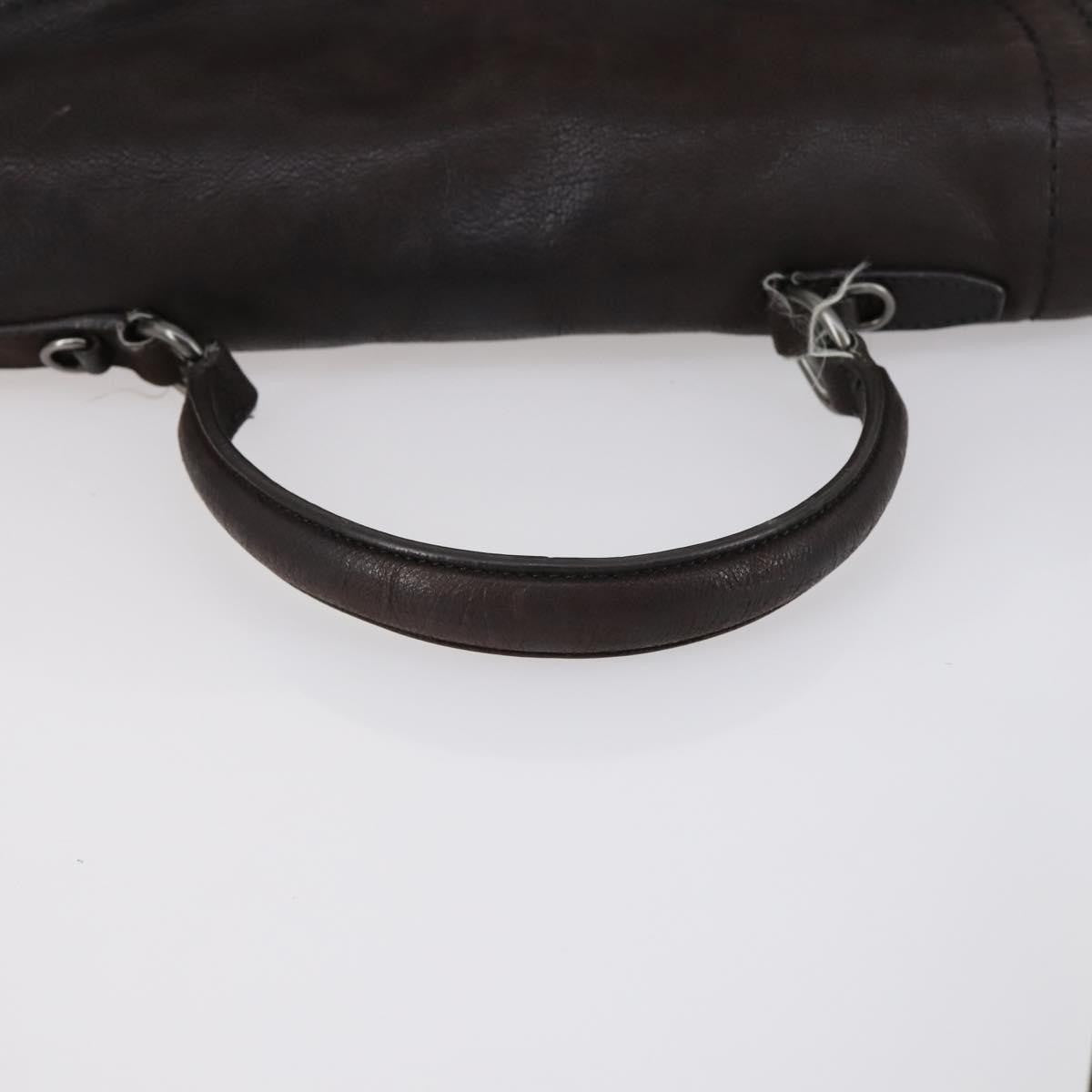 Prada PRADA Hand Bag Leather 2way Brown Silver Authentic 153083