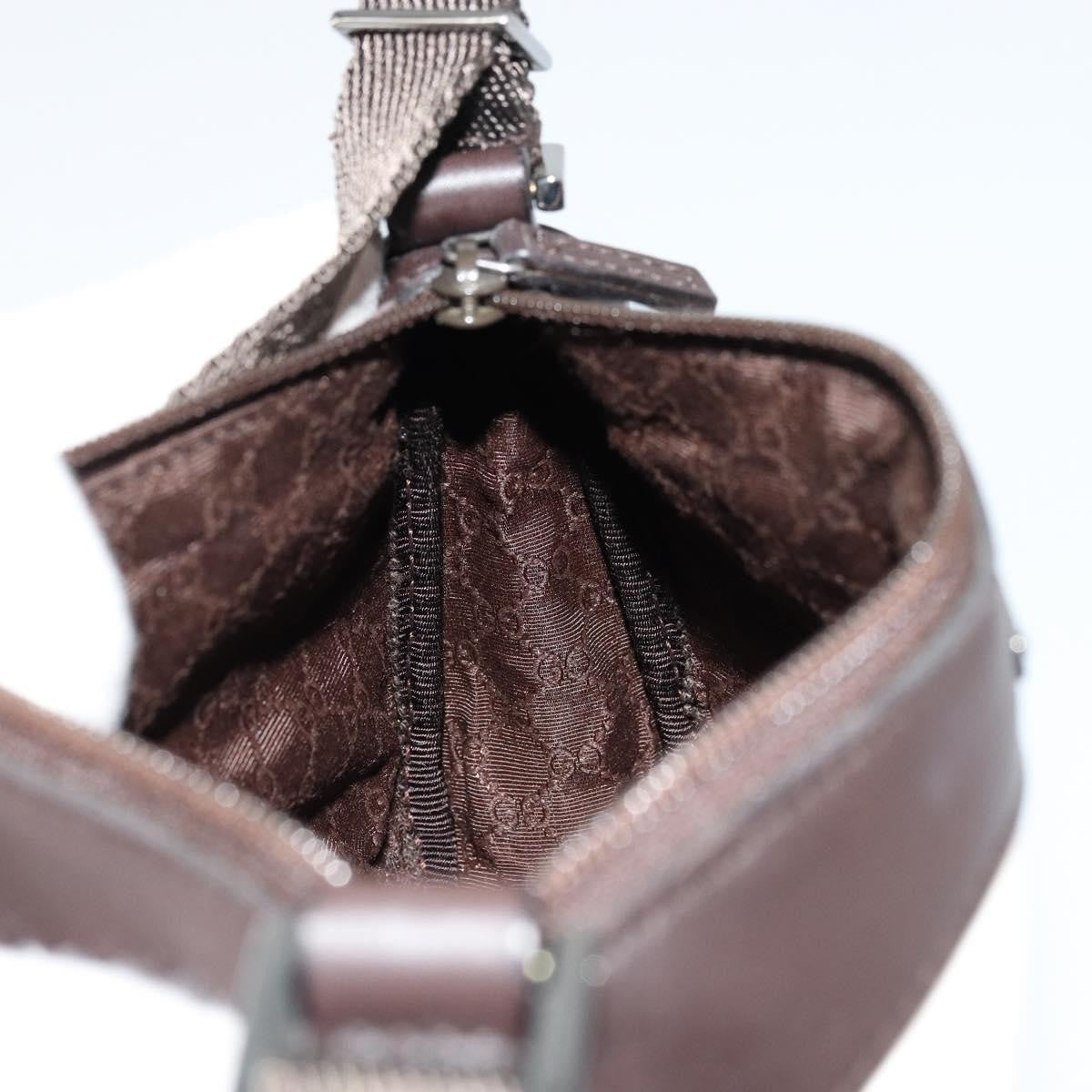 Gucci GUCCI Hand Pouch Bag Canvas Leather Brown White 92821 Authentic 177484A