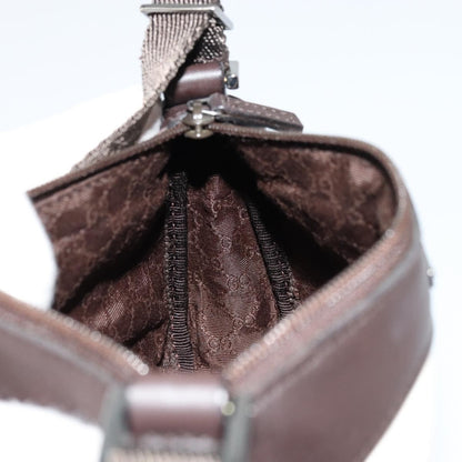 Gucci GUCCI Hand Pouch Bag Canvas Leather Brown White 92821 Authentic 177484A