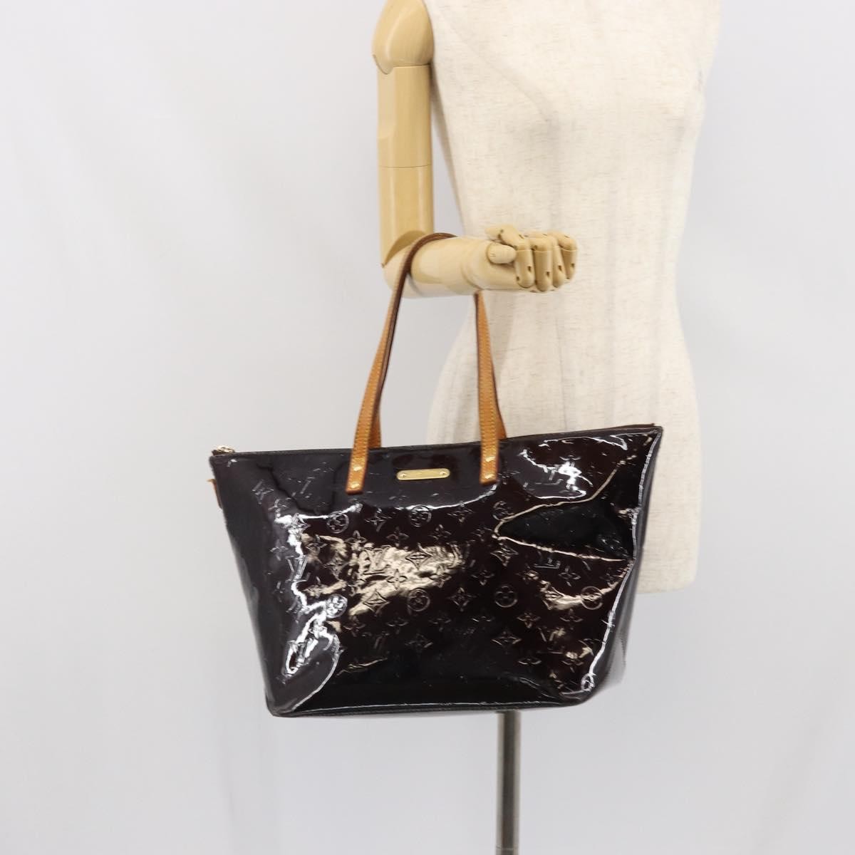 Louis Vuitton LOUIS VUITTON Monogram Vernis Bellevue GM Tote Bag Amarante M93589 Authentic 166294