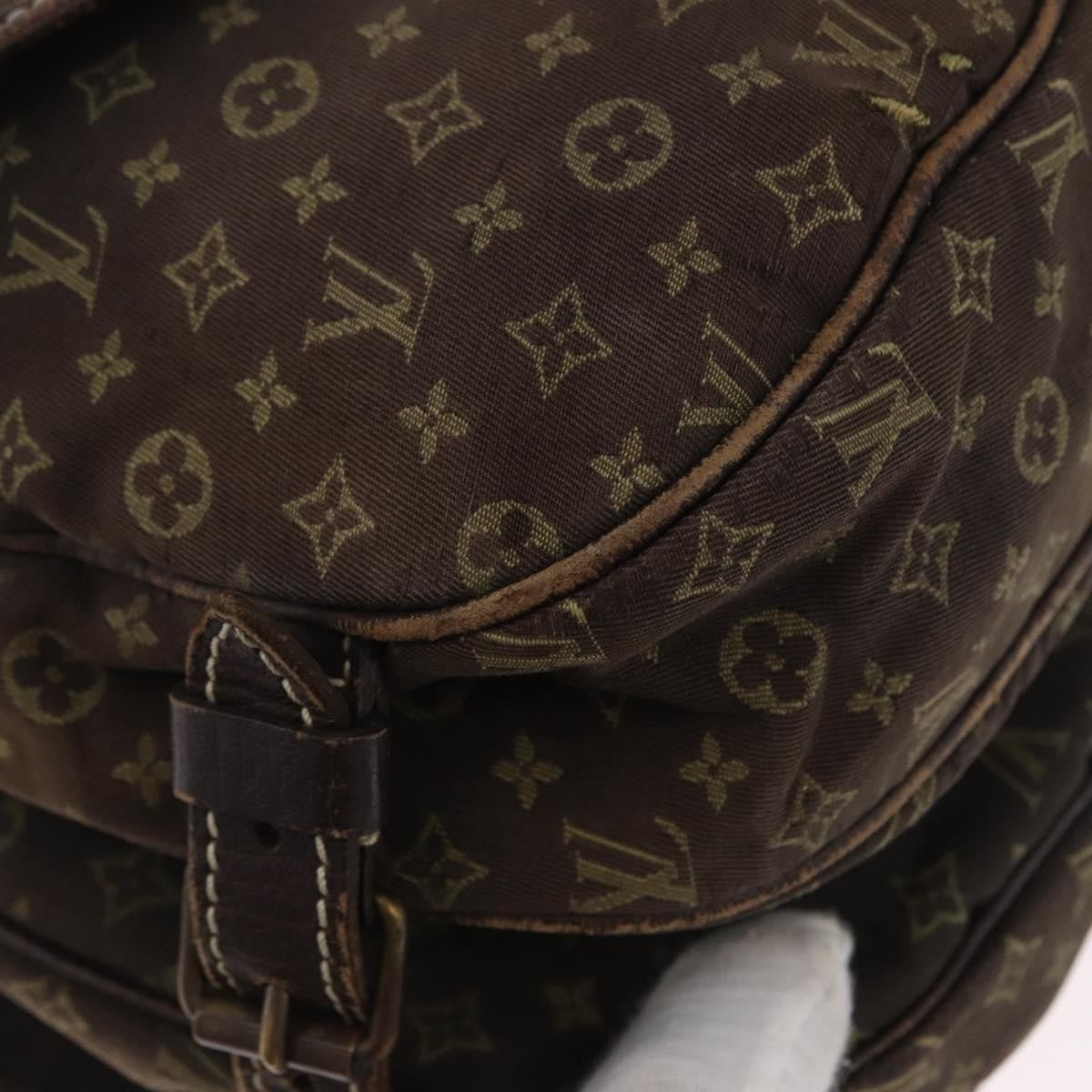 Louis Vuitton LOUIS VUITTON Monogram Mini Lin SaumurPM Shoulder Bag Brown M95227 Authentic BSZ306