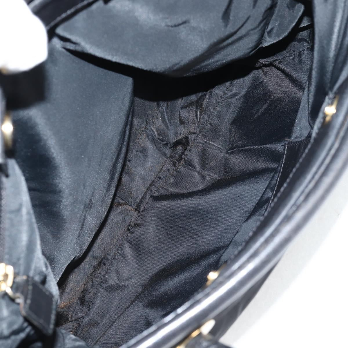 Celine CELINE Tote Bag Nylon Black Gold Authentic 136206