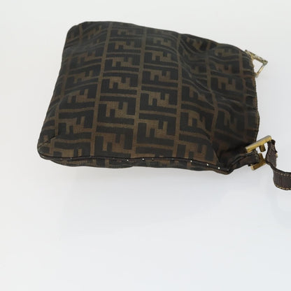 Fendi FENDI Pecan Canvas Zucca Canvas Hand Bag Leather 3 Set Brown Black Authentic 165122