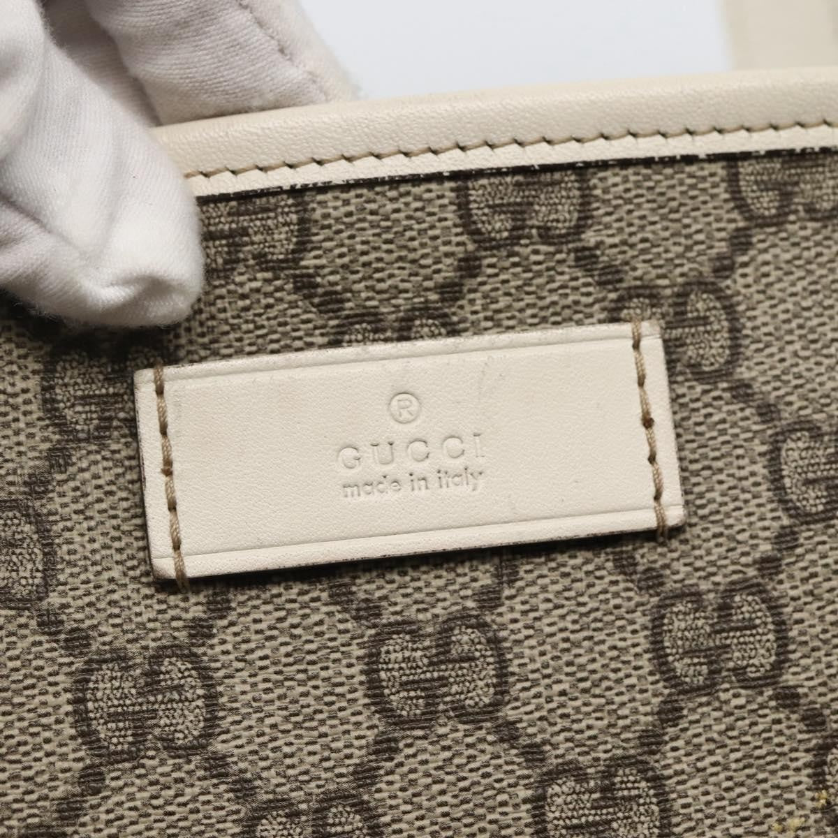Gucci GUCCI GG Supreme Tote Bag PVC Beige Silver 211137 Authentic BA5762
