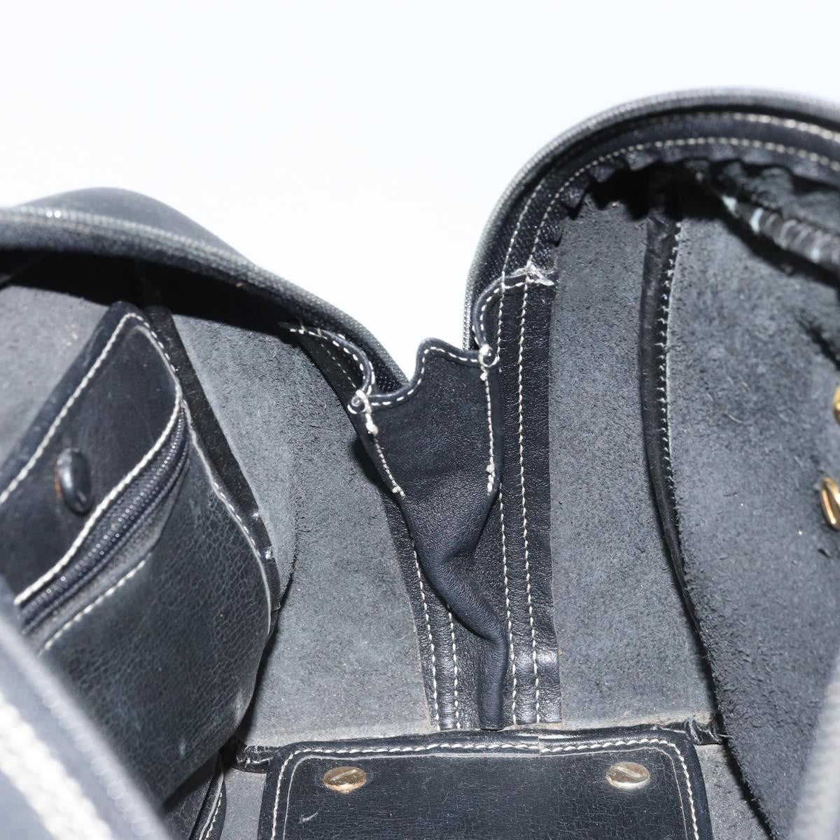 Dior Christian Dior Hand Bag Leather Black Gold Authentic ep13686