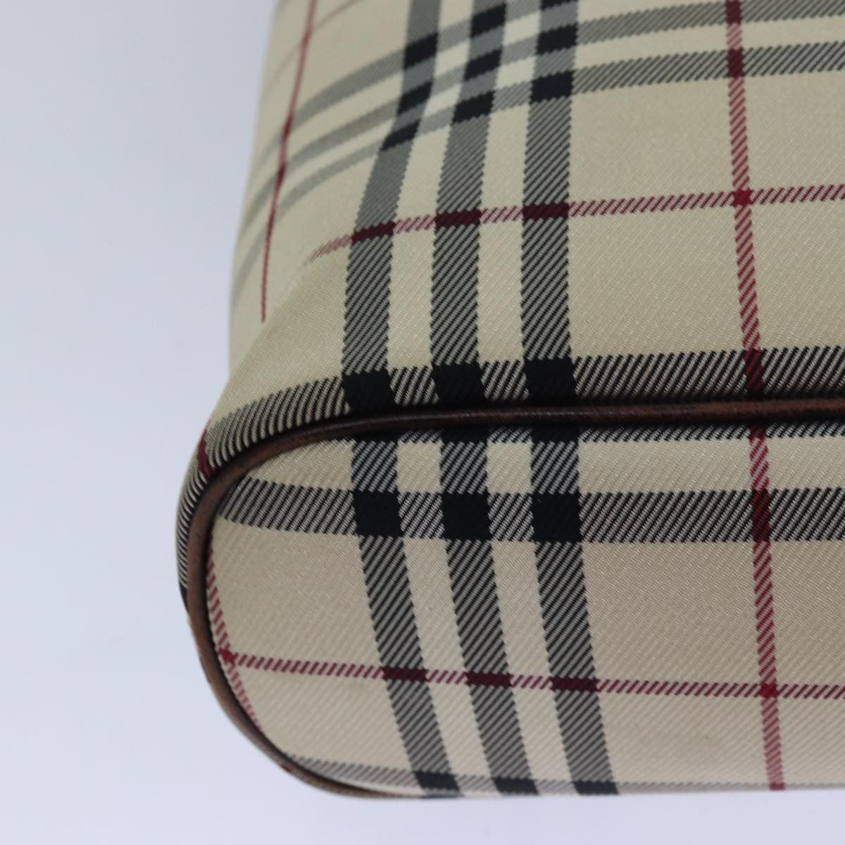 Burberry BURBERRY Nova Check Hand Bag Nylon Beige Silver Authentic 85862