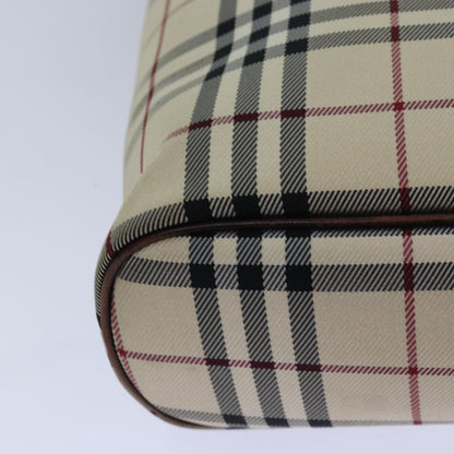 Burberry BURBERRY Nova Check Hand Bag Nylon Beige Silver Authentic 85862