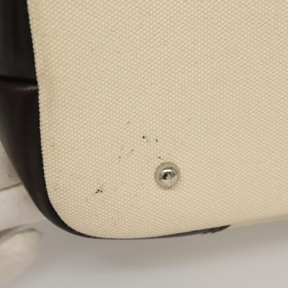 Burberry BURBERRY Tote Bag Canvas Leather White Silver Authentic bs28323