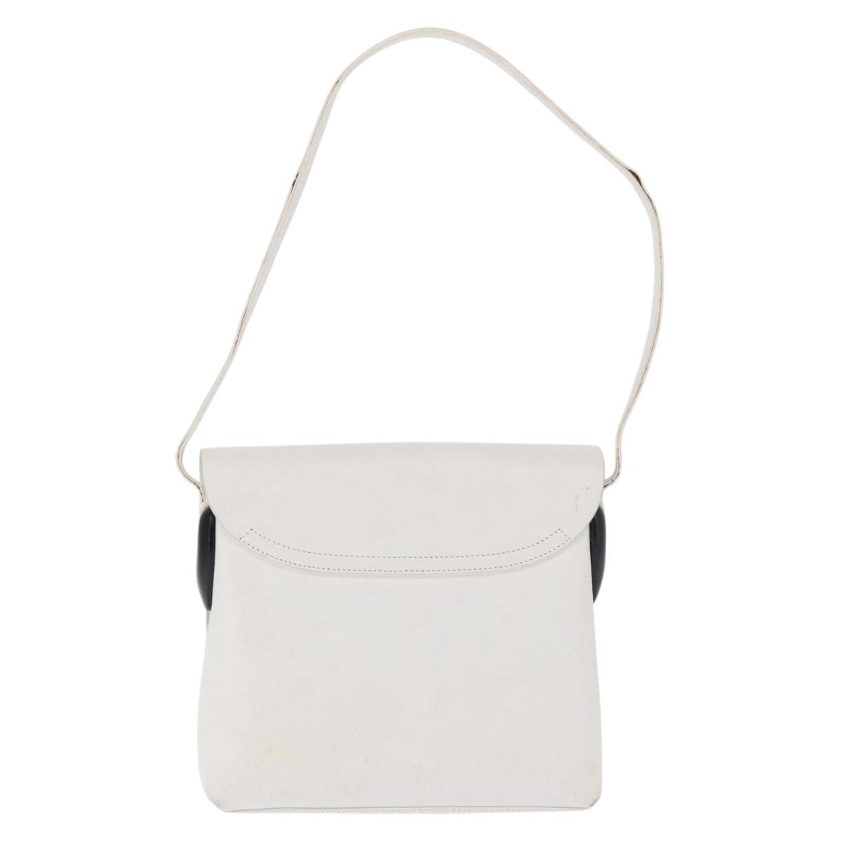 Gucci GUCCI Shoulder Bag Leather White Silver 001 1998 1767 Authentic BA5637