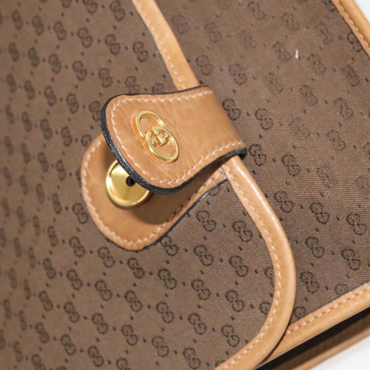 Gucci GUCCI Micro GG Canvas Hand Bag 2way Brown Gold Authentic 121561