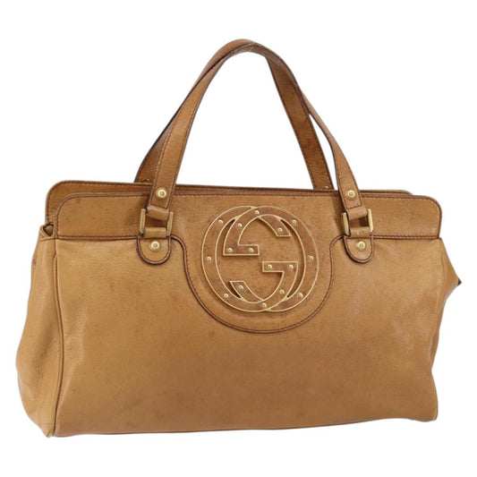 Gucci GUCCI Interlocking Hand Bag Leather Brown Gold 121551 Authentic ep11723