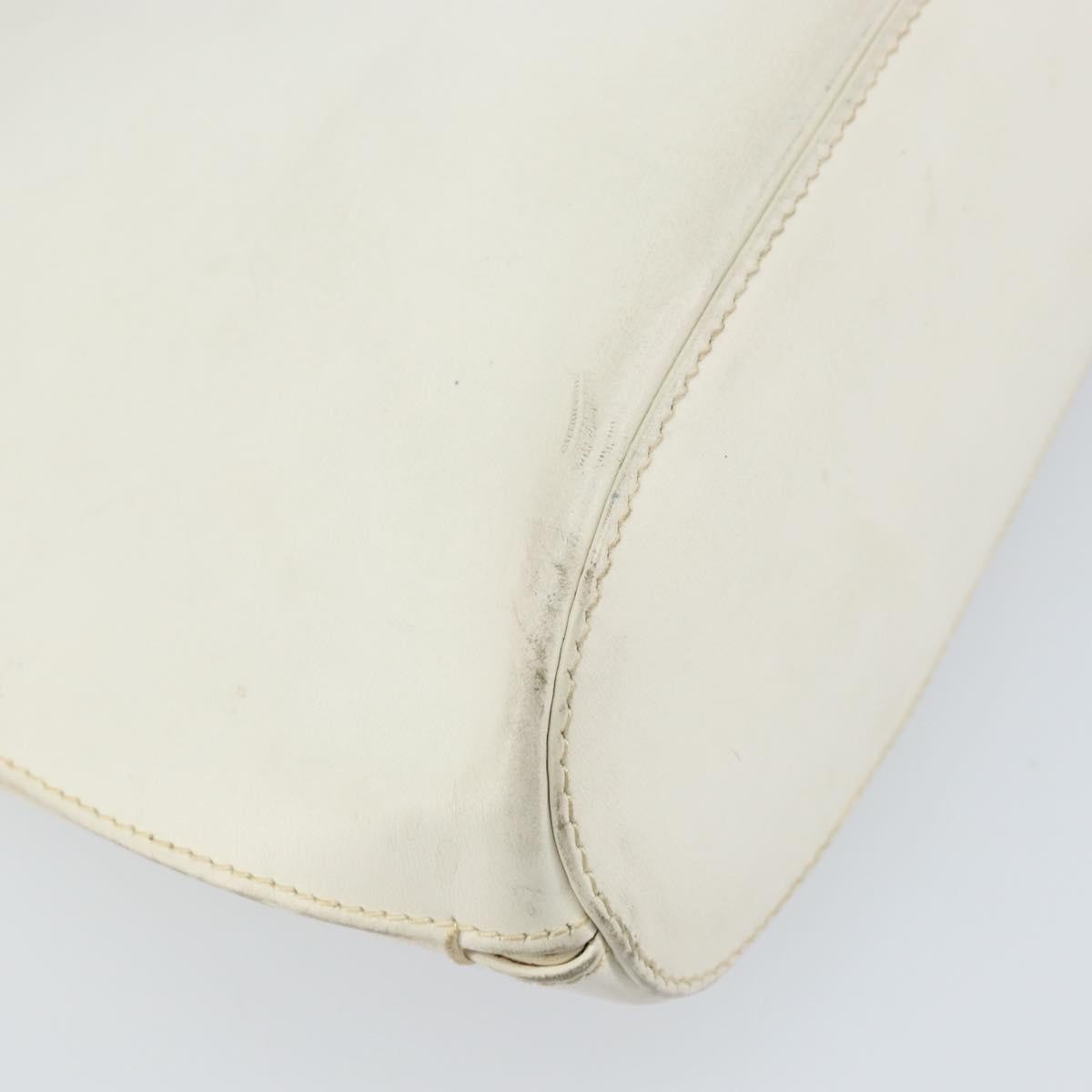 Gucci GUCCI Hand Bag Leather White Silver Authentic 170514