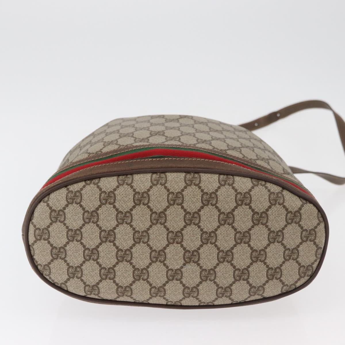 Gucci GUCCI GG Supreme Web Sherry Line Bag PVC Beige Gold 41 02 085 Authentic BA12841