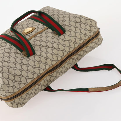 Gucci GUCCI GG Plus Supreme Web Sherry Line Boston Bag PVC Beige Authentic 173664
