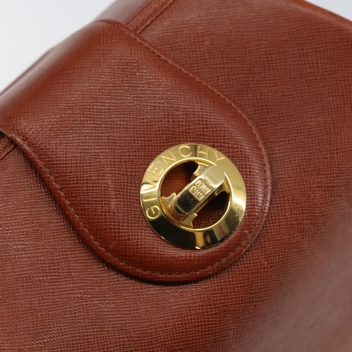 Givenchy GIVENCHY Hand Bag Leather Brown Gold Authentic 159082