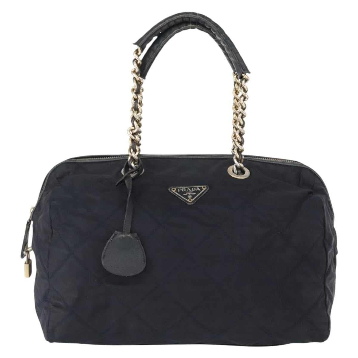 Prada PRADA Shoulder Bag Nylon Navy Gold Authentic 151665