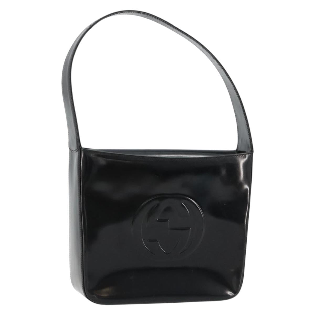 Gucci GUCCI Soho Shoulder Bag Patent leather Black Silver Authentic 179948