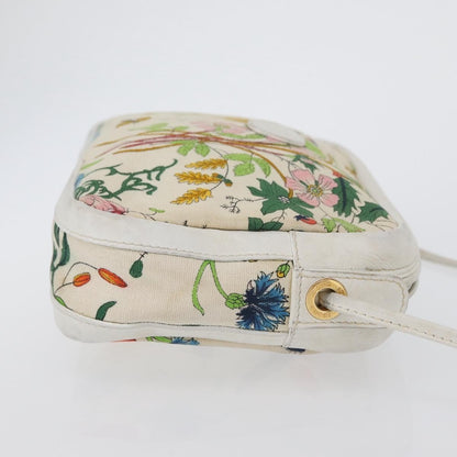 Gucci GUCCI Flora Shoulder Bag Canvas Leather White Gold 007 14 0068 Authentic fm5083