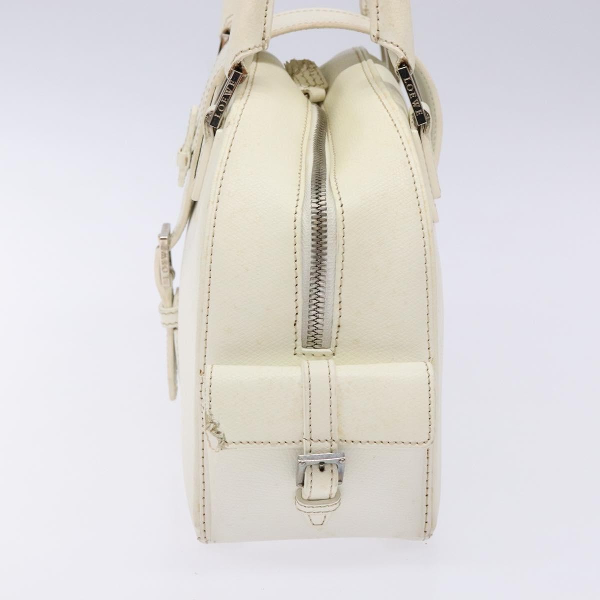 Loewe LOEWE Hand Bag Leather White Silver Authentic BA5296