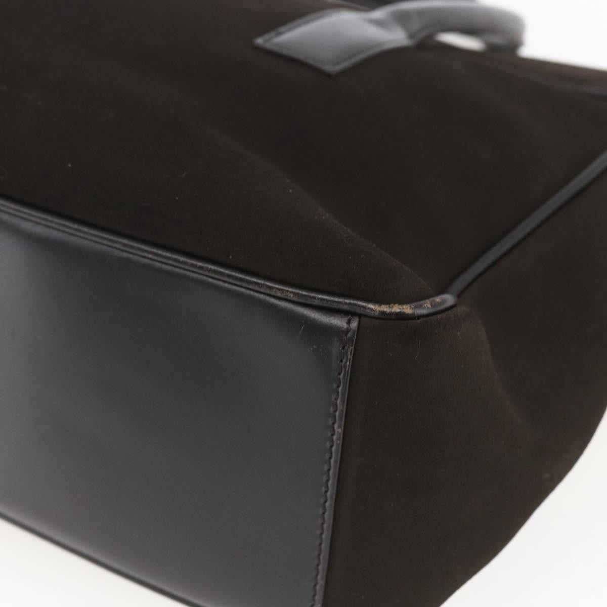 Gucci GUCCI Hand Bag Suede Brown Silver 000 0844 Authentic 166700