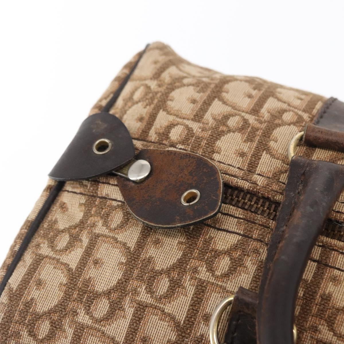 Dior Christian Dior Trotter Canvas Hand Bag Brown Gold Authentic ka627