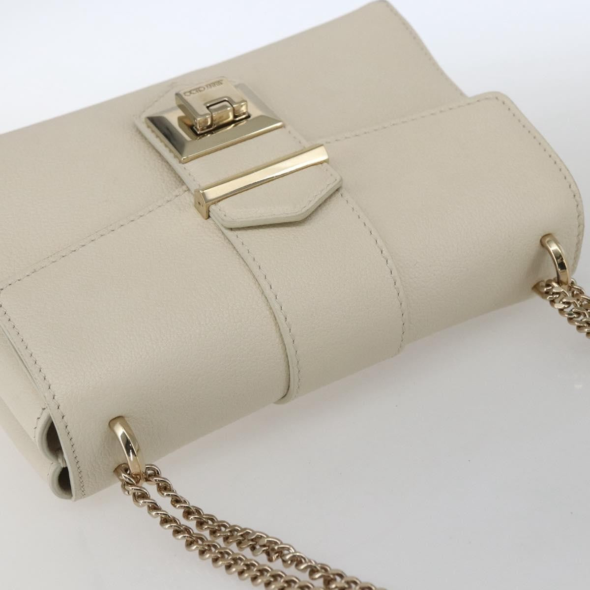 Jimmy Choo Jimmy Choo Chain Shoulder Bag Leather White Gold Authentic bs31956