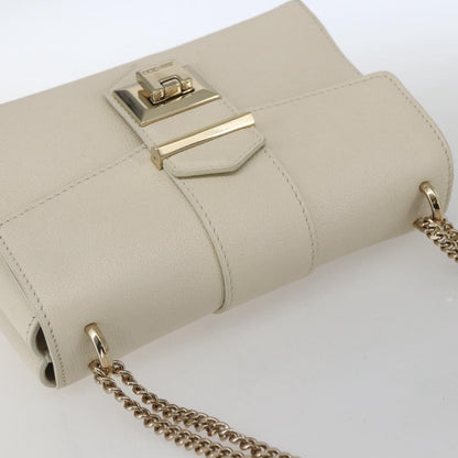 Jimmy Choo Jimmy Choo Chain Shoulder Bag Leather White Gold Authentic bs31956