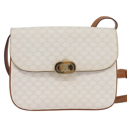 Celine CELINE Macadam Canvas Shoulder Bag PVC Leather White Gold Authentic 146823