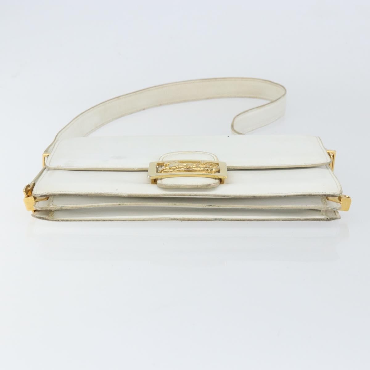 Celine CELINE Shoulder Bag Leather White Gold Authentic 156322