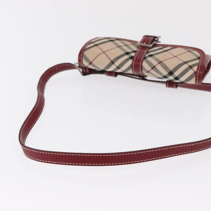 Burberry BURBERRY Nova Check Blue Label Waist Bag Canvas 2way Beige Silver Authentic 169117