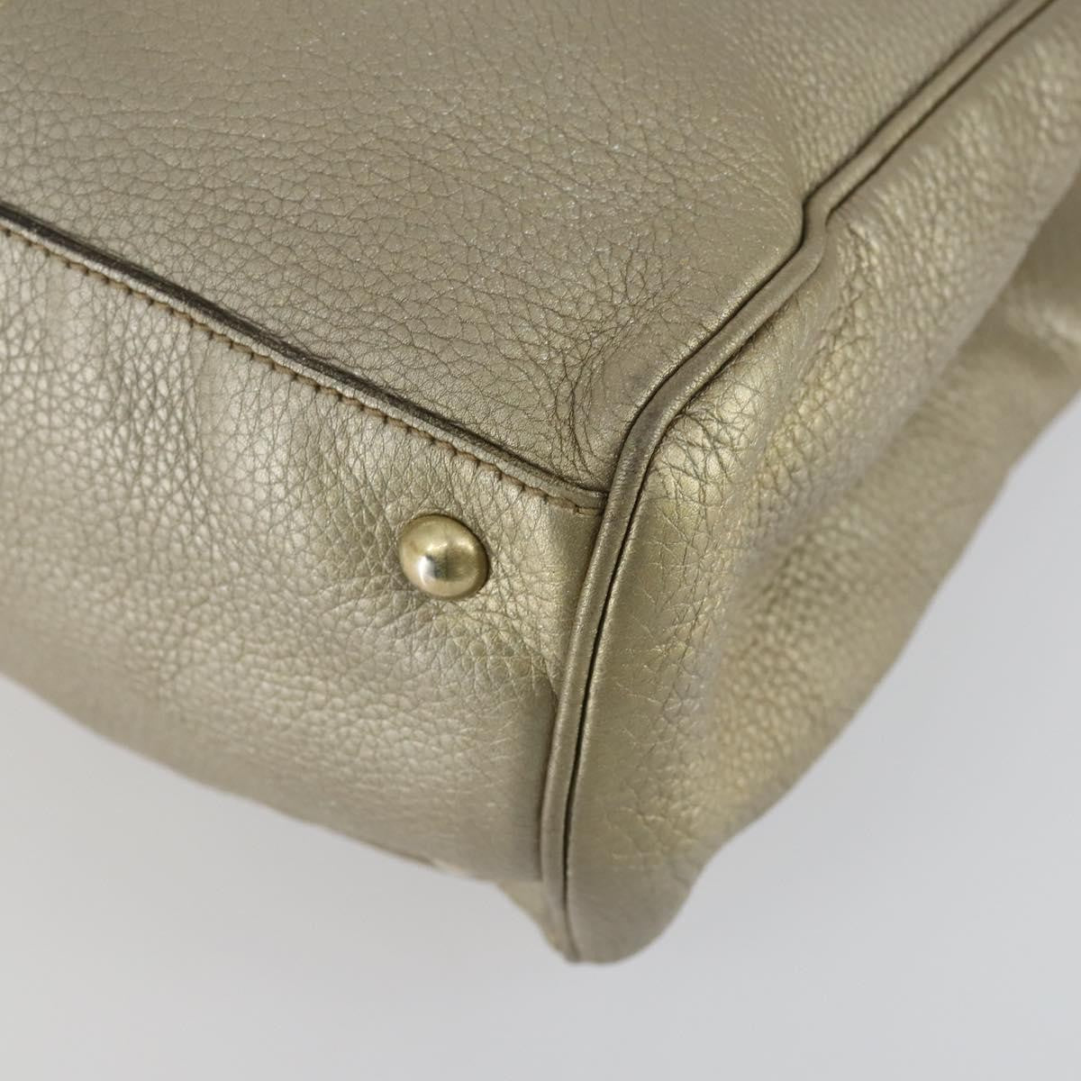 Gucci GUCCI Bamboo Hand Bag Leather 2way Beige Gold 323660 Authentic ka1163