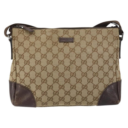 Gucci GUCCI GG Canvas Shoulder Bag Beige Silver 114273 Authentic 157746