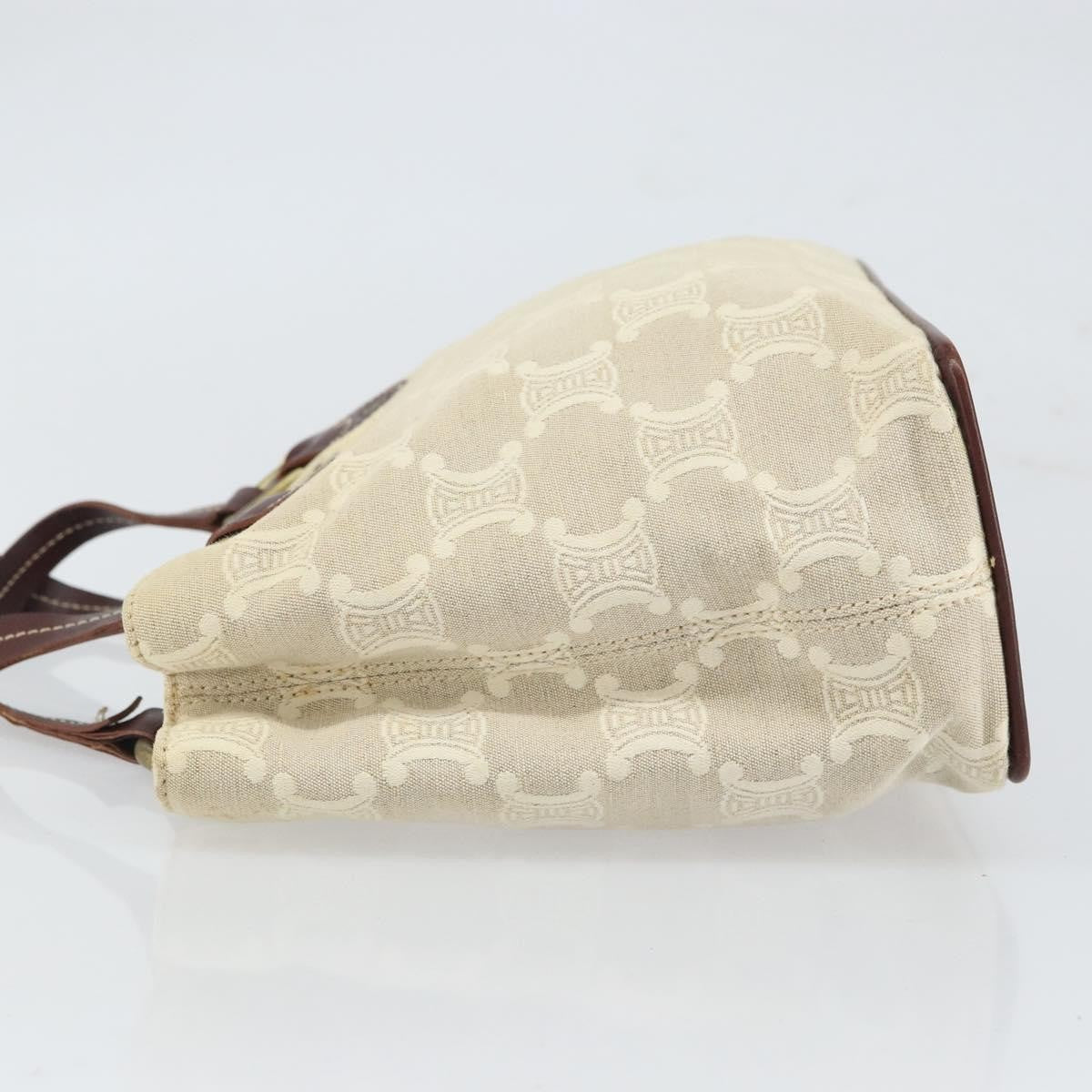 Celine CELINE Macadam Canvas Hand Bag Beige Gold Authentic 168626