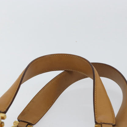 Salvatore Ferragamo Salvatore Ferragamo Gancini Hand Bag Leather Beige Gold Authentic 154675