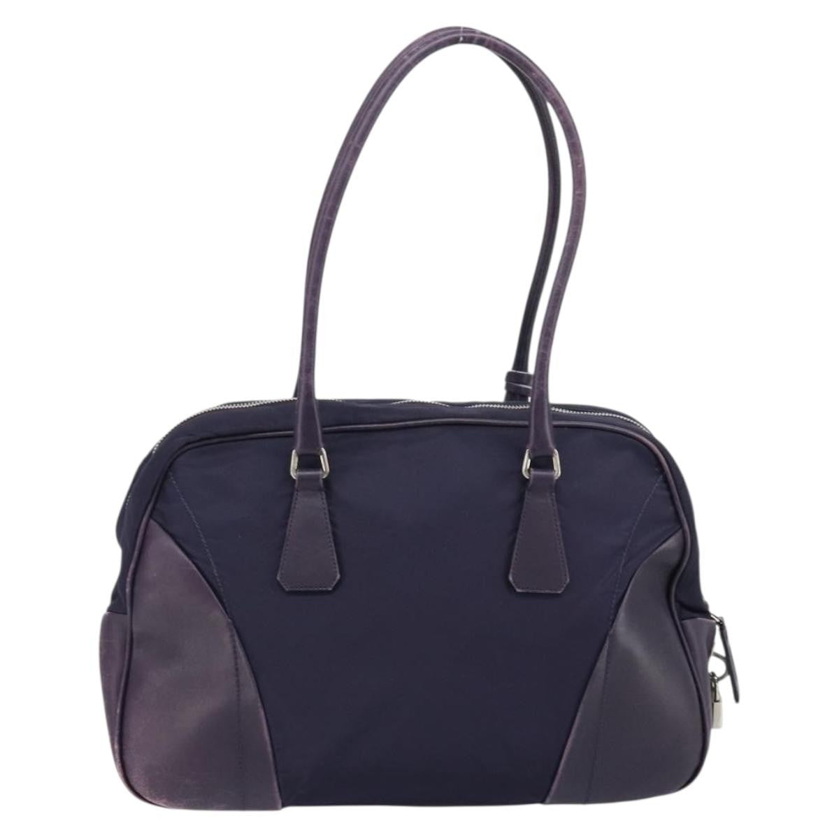 Prada PRADA Boston Bag Nylon Purple Silver Authentic ep13475