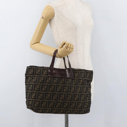 Fendi FENDI Zucca Canvas Tote Bag Brown Black Authentic 176601