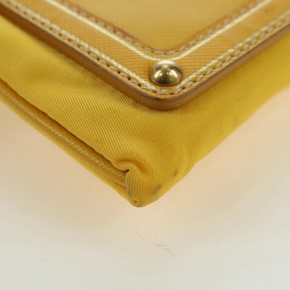 Prada PRADA Chain Shoulder Bag Nylon Leather Yellow Gold Authentic 143507