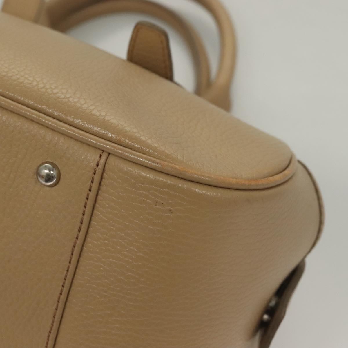 Burberry BURBERRY Hand Bag Leather Beige Silver Authentic ep9861