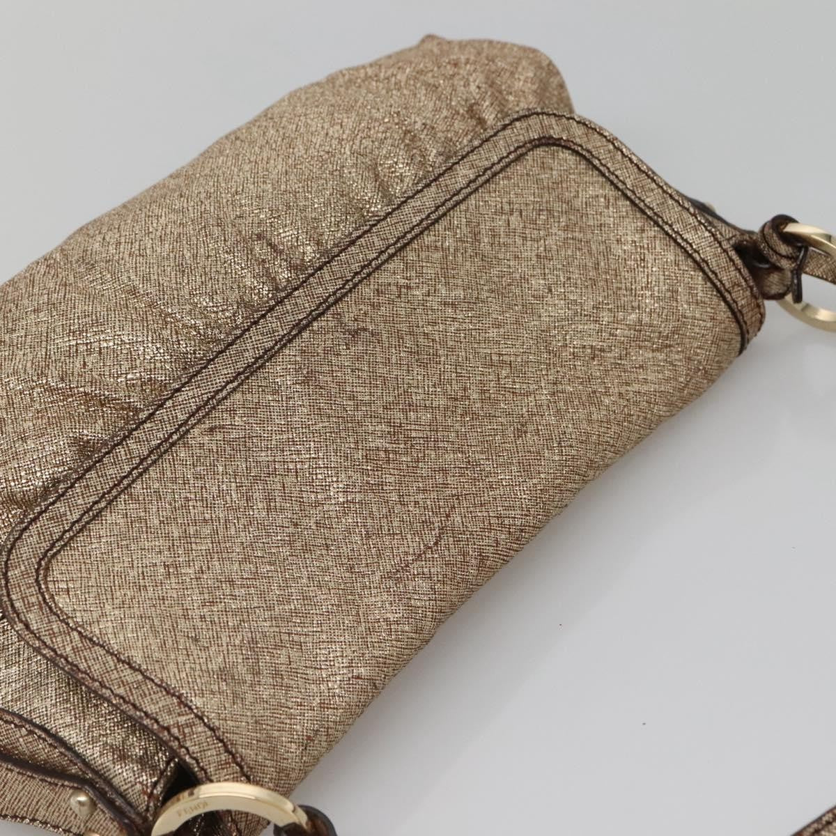 Fendi FENDI Shoulder Bag Leather Gold Authentic ep10421