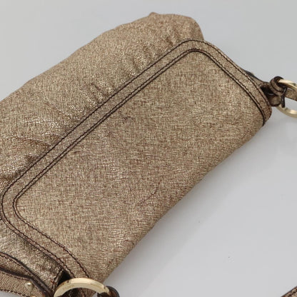 Fendi FENDI Shoulder Bag Leather Gold Authentic ep10421