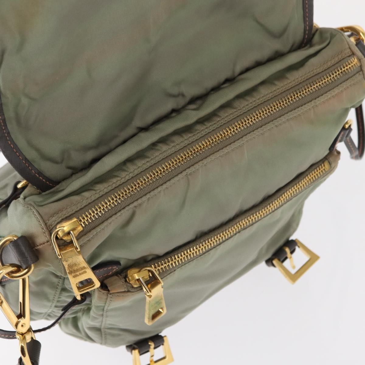 Prada PRADA Shoulder Bag Nylon Green Gold Authentic 155214