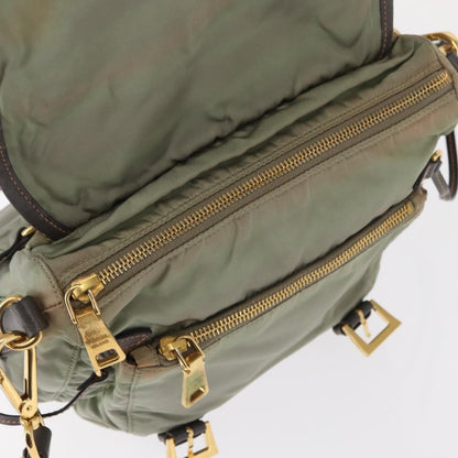 Prada PRADA Shoulder Bag Nylon Green Gold Authentic 155214