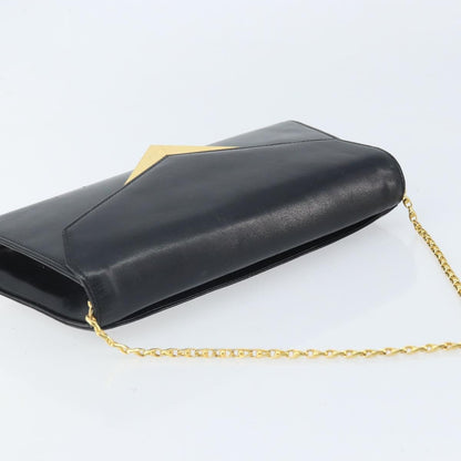 Givenchy GIVENCHY Chain Hand Bag Leather Black Gold Authentic 172216